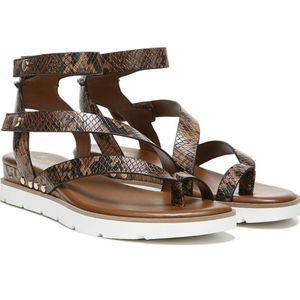 Franco Sarto Daven Wedge Gladiator Brown Snake‎ Print Sandals Women’s Size 7.5